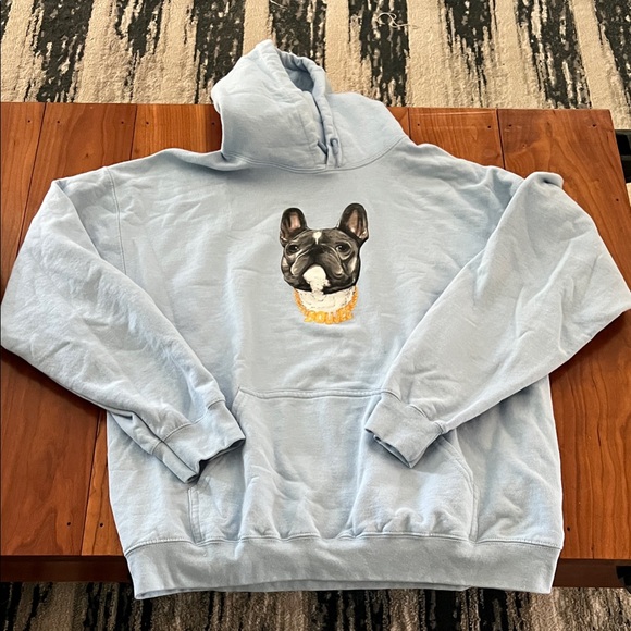 JuJu Light Blue Hoodie with Dog Design - Picture 1 of 6